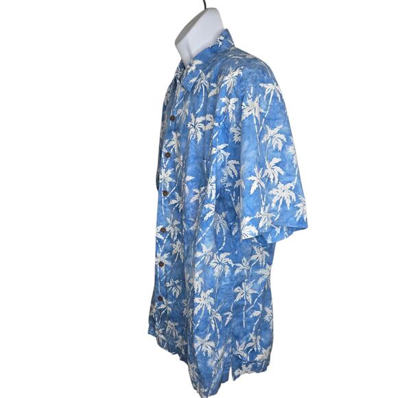 Lands End Mens Tropical Print Shirt Large 16/16.5 Palm Trees 100% Cotton Resort - Picture 5 of 8